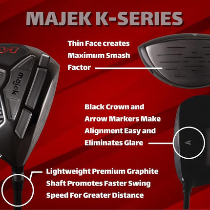 Senior Women's Majek High Launch Golf K Series 460cc 12.5° Driver, Right Handed Premium Ultra Forgiving Senior Ladies Flex Graphite Shaft, Premium Tour Velvet Grip
