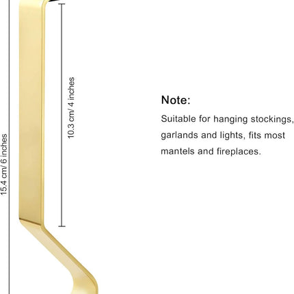 Sunshane Christmas Stocking Holders Metal Mantel Stocking Hanger Hooks Fireplace Hang Grips for Christmas Party Decorations (Gold, 5)