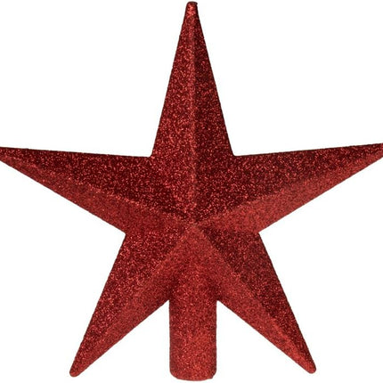 Clever Creations Christmas 8 Inch Tree Topper Glittered Star Decoration, Glitter Treetop Holiday Home Décor, Red