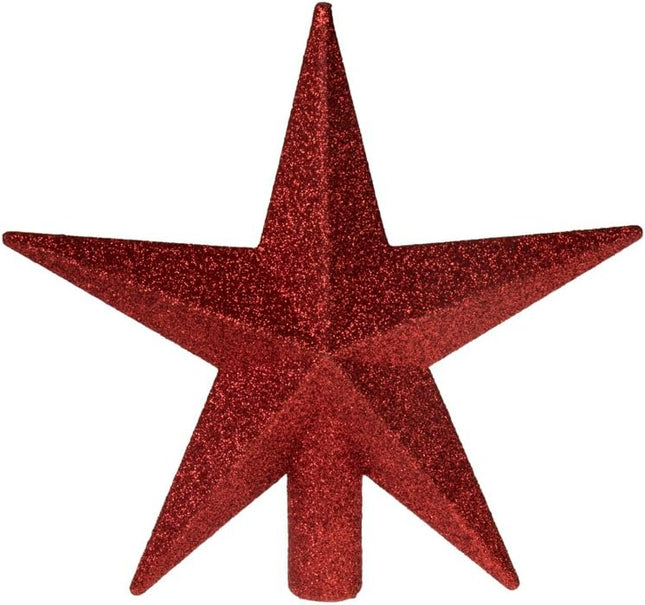 Clever Creations Christmas 8 Inch Tree Topper Glittered Star Decoration, Glitter Treetop Holiday Home Décor, Red