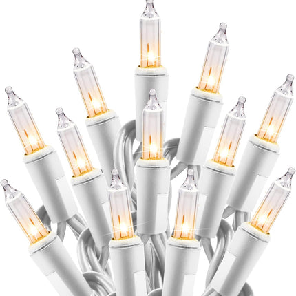 Minetom Clear Christmas String Lights 100 Count 26.5 Feet Incandescent Bulb Mini Lights for Indoor Xmas Tree Garland Birthday Wedding Party Festival Decoration, 2 Pack White Wire