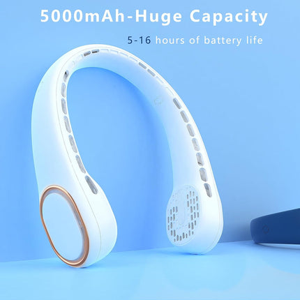 Neck Fan, Portable Neck Fan, 360° Airflow, Ultra Quiet, 3 Speeds, 5000Mah Personal Wearable Neck Fan, Free Your Hands, Suitable