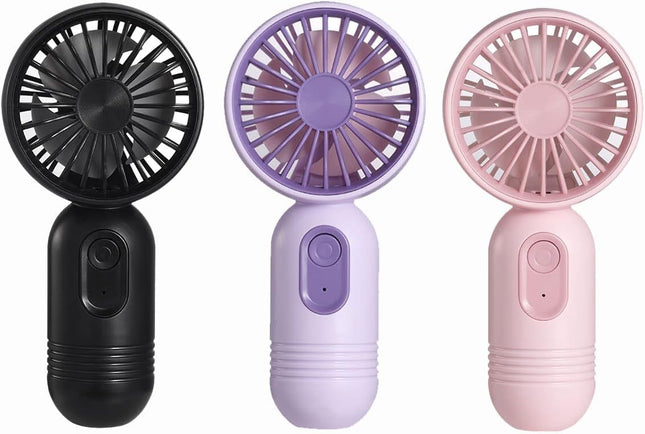 Mini Portable Fan 3 Pack, Cute Handheld Fan Battery Operated Lightweight Small Personal Fan With 3 Speeds And Usb Rechargeable
