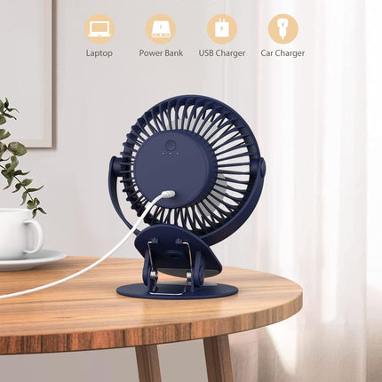 Cafele Stroller Clip On Fan, 【Ultra Quiet】 Rechargeable Battery Operated Personal Fan Strong Airflow, 4 Speeds Max 24Hrs 6Inch