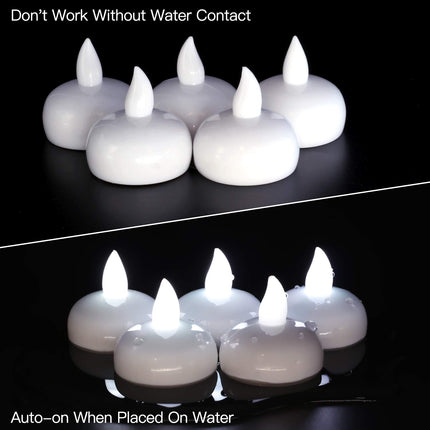Novelty Place 24Pcs Waterproof Flameless Floating Tealights, LED Floating Candles Cool White Flickering Tea Lights - Battery Operated Candles Decoration for Wedding, Christmas, Party, Pool, Pond