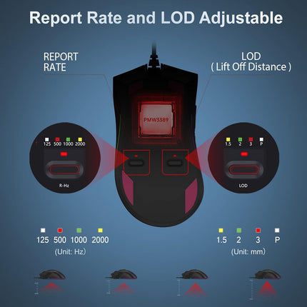 Bloody ES9Pro FPS RGB Gaming Mouse, PMW3389 Chip, 16000 CPI, 2000Hz Report Rate, 400IPS, 4M Onboard Memory, Fully Programmable with Advanced Preset Macros