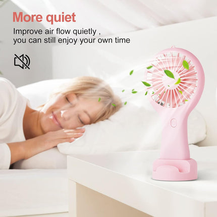 Chnlml Handheld Rechargeable Fan,Portable Mini Pocket Hand Fan Battery Powered With Base Eyelash Nail Art Make Up Fan For Girls