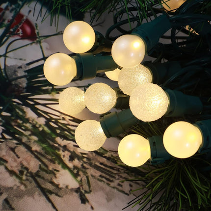Christmas Lights 50 LED Warm White Pearl G15 Glass Berry,Globe String Light Plug in Wateproof Extendable Outdoor Indoor String Light for Holiday Party Christmas Tree Decor
