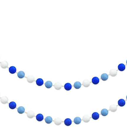 60 Balls Hanukkah Felt Ball Garlands - Hanukkah Decorations- Chanukah Blue Dark Blue White Pom Pom Garlands for Home Tree Menorah- Chanukah Party Indoor Outdoor Home Office Hanging Decor- 25mm