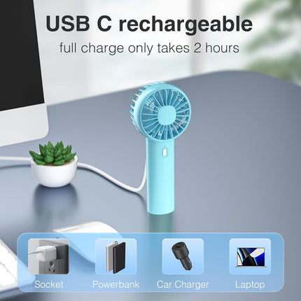 Handheld Fan,Portable Fan Rechargeable,1200Mah Rechargeable Usb Fan, 3 Speed Personal Small Desk Fan, Strong Airflow, Super Quiet