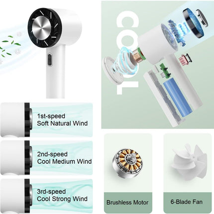 Handheld Cooling Fan Mini Personal Fan Usb Rechargeable Portable Fan Battery Operated 3 Speeds, Cold Compress Cooling Fan Small