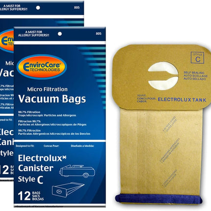 Envirocare Micro Filtration Vacuum Cleaner Dust Bags Made To Fit Vacuum Bags For Electrolux Canisters Style C 24 Pack