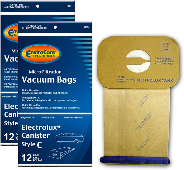 Envirocare Micro Filtration Vacuum Cleaner Dust Bags Made To Fit Vacuum Bags For Electrolux Canisters Style C 24 Pack