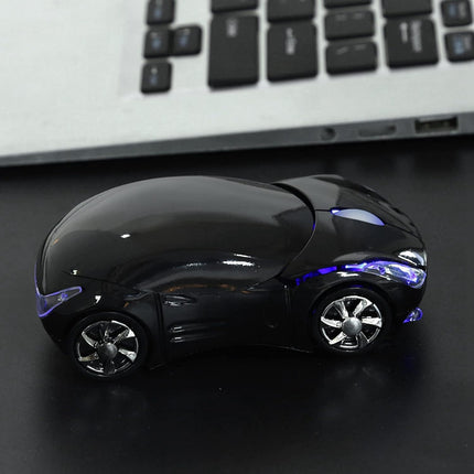 ASHATA Wireless Mouse, 2.4G Sport Car Shaped Mouse Bluetooth Optical Mouse with USB Receiver,Portable Cute 1600DPI Mouse for PC Desktop Laptop Tablet Gaming Office(Black)