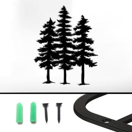 3D Metal Pine Wall Decor, 3 Pine Trees Laser Cut Metal Art Wall Decor for Home Bedroom Office Outdoor Decorations 9"x12"