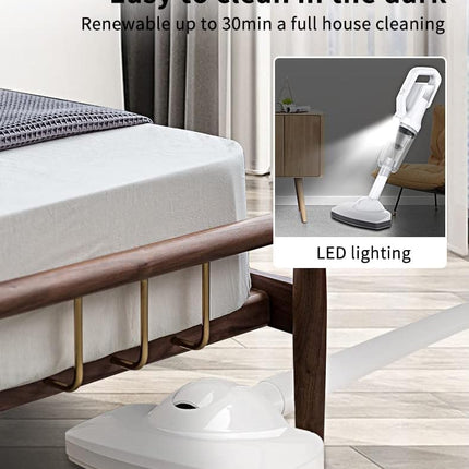 Cordless Stick Vacuum Cleaner, Lightweight Powerful Suction Handheld Vacuum For Hard Floor Carpet Pet Hair, White