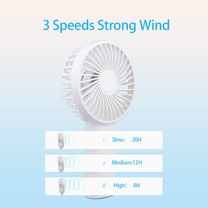 Handheld Fan, Portable Fan With Usb Rechargeable Battery, 3 Speed 820 Hours Working Time For Indoor, Outdoor, Makeup, Travelling