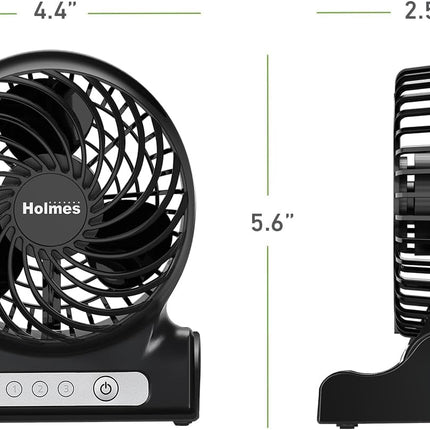 Holmes 4 Personal Fan, Rechargeable Battery, 3 Speed Settings, Lightweight, Compact And Portable, Adjutstable Head, Home