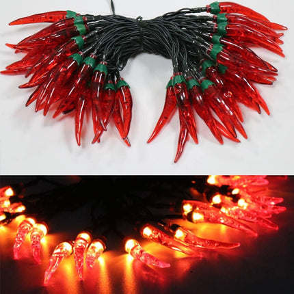 23FT 50LED Garden Solar Christmas Lights Outdoor, Red Chili Pepper String Lights-Waterproof LED Kitchen Christmas Solar Decorative Lights for Tree, Lawn, Patio, Yard, Home, Party, Porch Decor
