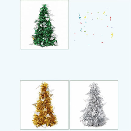 5Pcs Mini Christmas Tree Decoration Shiny Metallic Artificial Desktop Trees with Pendants Miniature Trees for Holiday Party Tabletop Decor