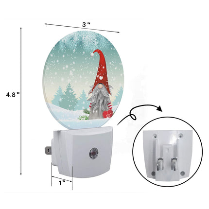 Axayaz Christmas Gnome LED Night Light Winter Snow Mistletoe Tree Snowflake Dusk to Dawn Round Lamp Auto Sensor for Bathroom Hallway Living Room