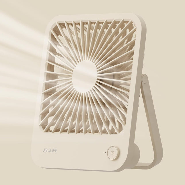 Jisulife Desk Fan Battery Operated Small Fan，180° Foldable Portable Fan, 4 Speeds Adjustable Ultra Quiet For Home Office Travel