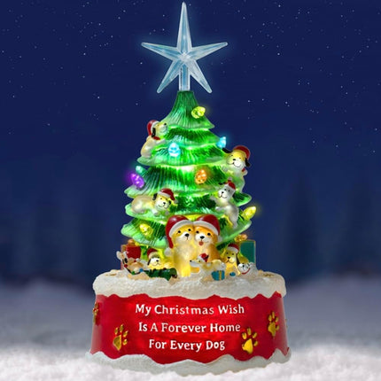 iHeartDogs Ceramic-Style Nostalgic Mini Dog Christmas Tree Figurine - My Christmas Wish