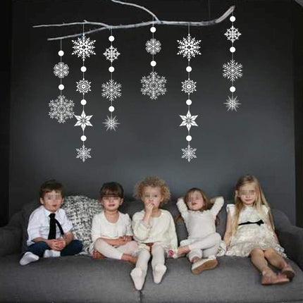 Decor365 Winter Wonderland White Snowflake Garland kit Hanging Snow Flakes for Christmas Year Party Decoration for Home/Office/Showcase/Ceiling/Doorway/Mantel/Birthday/Baby Shower/Wedding/