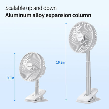 Portable Clip On Fan, 8000Mah Desk Fan, Usb Rechargeable Personal Fan, Small Table Fan With Clamp, 2 Speed Timing 4 Speeds Quiet