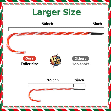 Solar Christmas Candy Cane Lights, d 35" 12 Pack Pathway Lights Waterproof, 8 Modes Outdoor LED Candy Cane Xmas Decorations, for Party Patio Garden Lawn Yard Driveway Walkway,Fences Decor