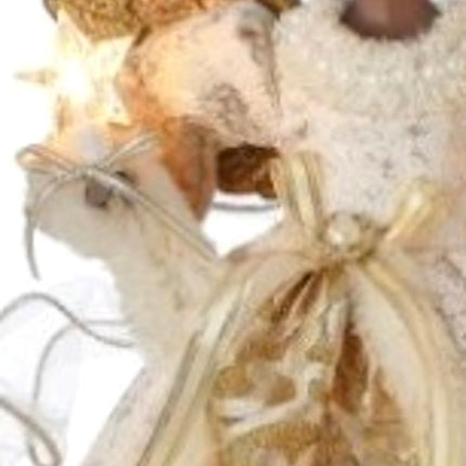 The Bridge Collection 14" Golden African American Angel Tree Topper - Beautiful Gold and White Black Angel Lighted Tree Topper for Christmas Tree