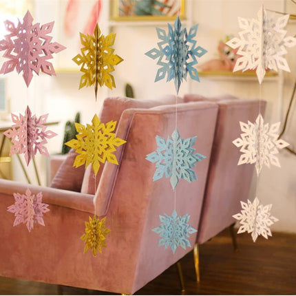 Christmas Hanging Snowflake Decorations 3D Hollow-Carved Glittery Ornaments Set of 6pcs with Different Sizes for Christmas Winter Wonderland Year Party Home Decor (Laser)
