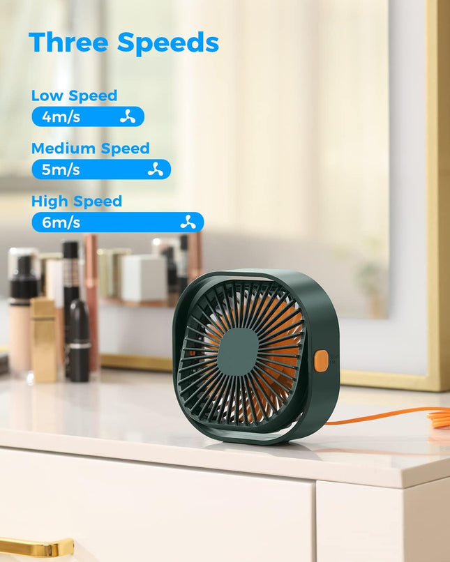 Uniqus Small Usb Desk Fan,3 Speeds Portable Table Fan, 4 Inch Personal Mini Fan,Small Cooling Fan By Usb Plug In, 360°Rotatable