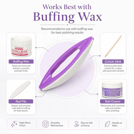 KADS Nail Buffer Polishing Tools, Purple Soft Surface Nail Buffers for Nail Buffing Wax, Manicure and Pedicure Care, Home Nail Care Tool Set - 2 Pack