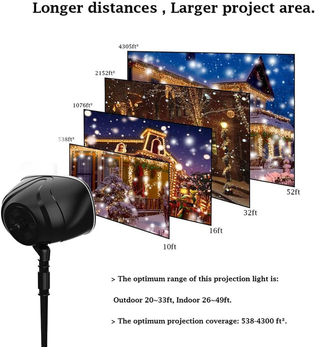 Christmas Snowfall Projector Lights,FLEVO Waterproof Snowfall LED Light Projector,Outdoor Indoor Snow Lighting Projector with Dynamic Snow Effect for Home, Garden, Party, Halloween, Landscape Decor