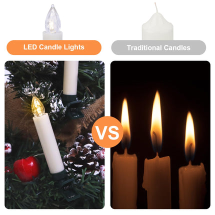 Christmas Tree Candles Lights Battery Operated, 20 PCS Flameless LED Candles with RF Remote and Timer, Clip on Candle Lights for Christmas Tree, Electric Fake Taper Candle Lights for Home Party Decor