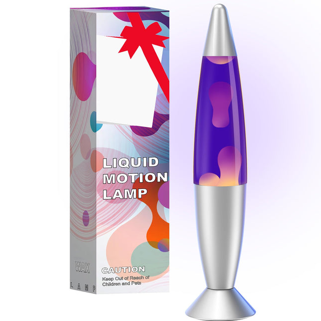 13.5 Inch Liquid Motion Lamp for Kids Adults Blue Purple Volcano Lamp Relaxing Night Light Table Desk Lamp Small for Bedroom, Living Room, Hallway Classic Retro Nightlight for Christmas, Birthday