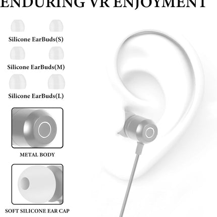 VR Gaming Earphones for Meta Quest 2 Headset and Playstation VR2, 3D 360° Surround inEar Headphones, Low Latency, Custom Length