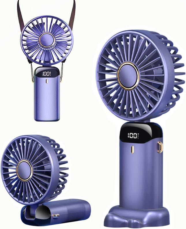 Handheld Portable Fan,Mini Personal Foldable Hand Fan,4000Mah Battery Operated,Usb Rechargeable,5 Adjustable Speeds Desk Table