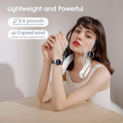 Matekxy Portable Neck Fan Led Display Bladeless Fan HandsFree Rechargeable And Lightweight Personal Folding Wearable Neck Fan