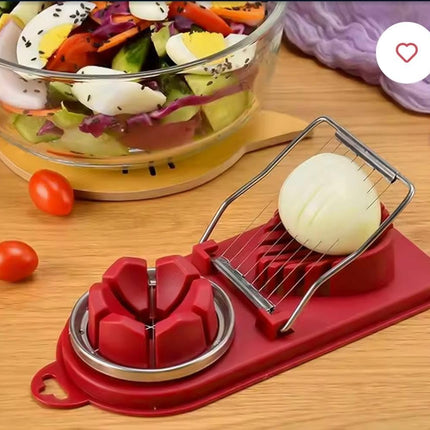 FACTION PRO 2 in 1 Egg Slicer Egg Cutter for Hard Boiled Eggs, Egg Slicer 2 in 1 Boiled Egg Cutter with Plastic Cutting Wire Kitchen Cooking Tool (Multicolor)