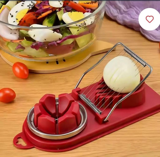 FACTION PRO 2 in 1 Egg Slicer Egg Cutter for Hard Boiled Eggs, Egg Slicer 2 in 1 Boiled Egg Cutter with Plastic Cutting Wire Kitchen Cooking Tool (Multicolor)