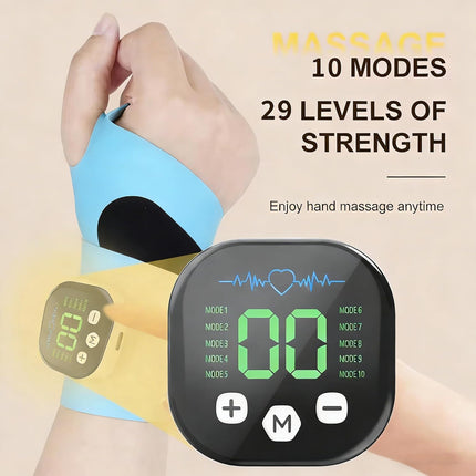 Aocesk Wrist Massager with Heat, Cordless Electric Hand Wrap with 10 Modes & 29 Intensity Levels, Ergonomic 360° Support for Joint Discomfort & Typing Fatigue (Blue)