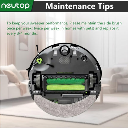 Neutop Side Brushes Compatible With Irobot Roomba E, I, & J Series E5, E6, I1, I1+, I3, I3+, I4, I4+, I6, I6+, I7, I7+, I8, I8+, Combo J7+, J9+, J5+, I5+ Plus, Robot Vacuums, 9Pack.