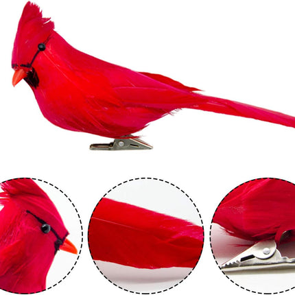 12 PCS 5.5 Inch Artificial Red Cardinal Birds Clip-Christmas Cardinal Birds Clip for Christmas Tree Ornament Decorations, Arts and Crafts