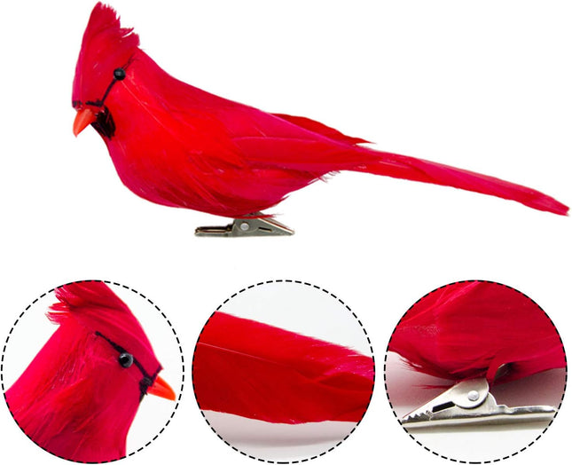 12 PCS 5.5 Inch Artificial Red Cardinal Birds Clip-Christmas Cardinal Birds Clip for Christmas Tree Ornament Decorations, Arts and Crafts