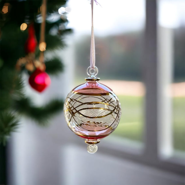Engraved pink and Clear Glass Christmas ornament for Christmas tree decorations Hanging ornaments for Tree decorations Christmas decor for home ornaments for summer decoration Egyptian glass