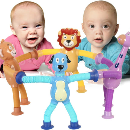 Amitasha 5 Pcs Telescopic Suction Cup Giraffe Toy Shape Changing Pop Fidget Tubes Sensory Toys for Girls Boys