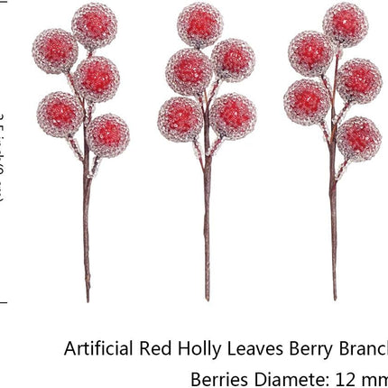 DRWATE Artificial Red Holly Leaves Berry Picks Stems Fake Winter Christmas Berries Decor for DIY Garland and Holiday Wreath Ornaments, 16 Branch by Bilipala