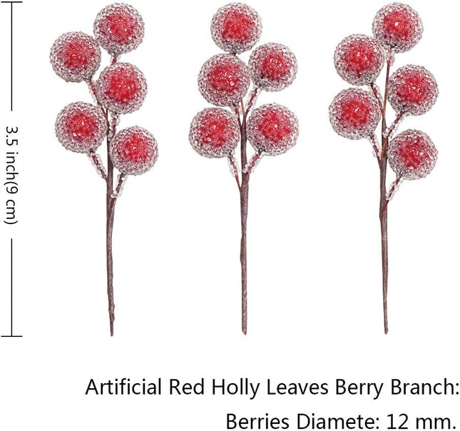 DRWATE Artificial Red Holly Leaves Berry Picks Stems Fake Winter Christmas Berries Decor for DIY Garland and Holiday Wreath Ornaments, 16 Branch by Bilipala